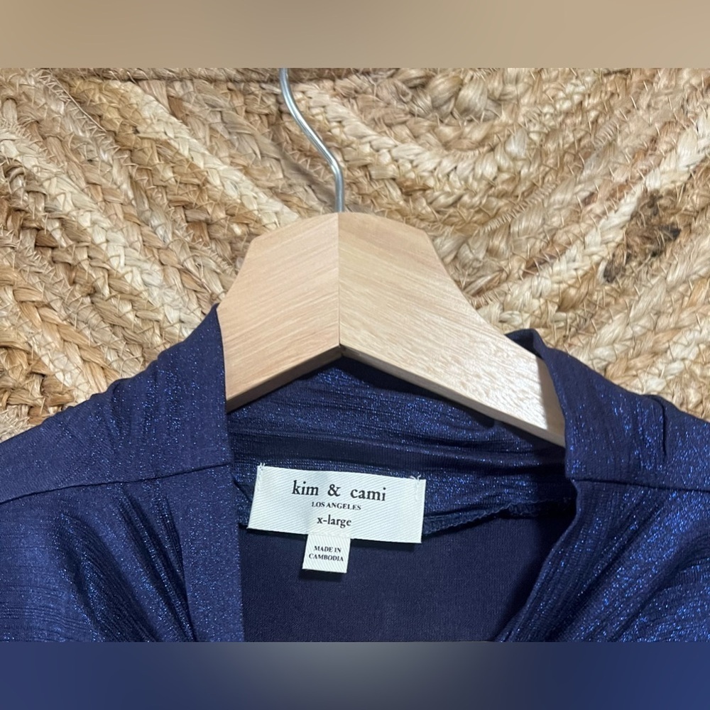 KIM & CAMI Women's Mock Neck Ruched Tank Top, Indigo, Size XL, NWOT - Picture 4 of 9